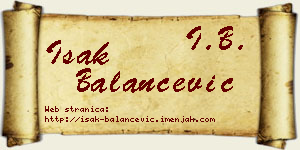 Isak Balančević vizit kartica